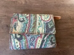 ☆値下げ　ETRO エトロ ターコイズブルーペイズリー柄 レザー三つ折り財布☆