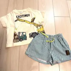 クレーンデザインTシャツとショートパンツ上下セット80cm