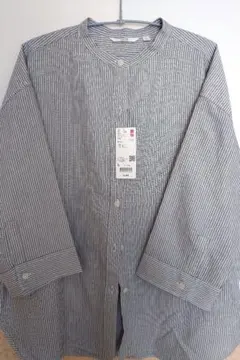 UNIQLO リネンブレンド バンドカラーシャツ七分袖