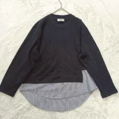 zucca ケーブル切替 ストライプ 長袖トップス Mのサムネイル