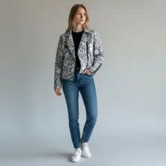 GAP ギャップ　花柄　リーフ　キルティングジャケット L ライダース　バイカーのサムネイル