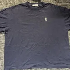 ネイビー Tシャツ ポロシャツ風ロゴ刺繍