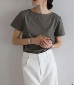新品　ボンジュールサガン【汗染み防止】前後2WAYネックTシャツチャコールグレー