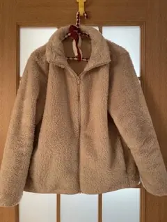 ベージュ フリースジャケット ジップアップ