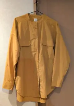 earthy オーバーサイズ マスタードカラー長袖シャツ