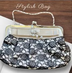 レースクラッチバッグ・パール装飾付き
