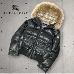 美品✨バーバリー ブルーレーベル ノバチェック ファー付き ダウンジャケット