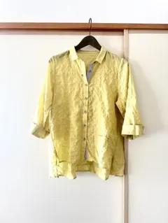 美品☆シップス 定価¥1,5万円 洗える サフィラン リネンシャツ 