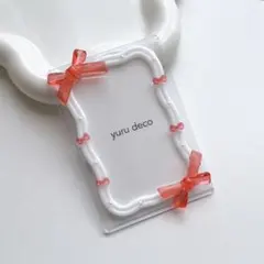 #855 レジンデコ 硬質ケーストレカケース B8 推し活 白 赤 リボン