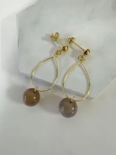 ステンレスピアス　シルバーシャインムーンストーン　天然石