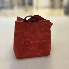 刺繍入り ハンドバッグ レッド　未使用品