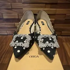 OHGA ビジュー付きフラットシューズ 23.5cm