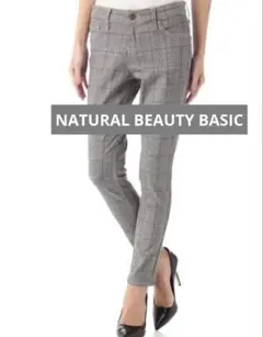 NATURAL BEAUTY BASIC　チェックスキニーパンツ