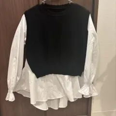 レイヤードデザイン　長袖シャツ　ベストセット