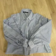 ZARA ストライプ フリル 長袖シャツ