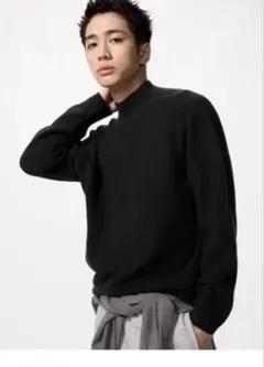 3Dスフレヤーンモックネックセーター　BLACK 3XL