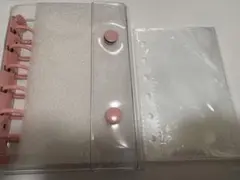 クリアリングバインダー A7サイズ 6穴手帳　ピンクボタン