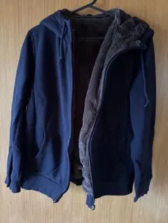【UNIQLO】XLボアスウェットフルジップパーカー/防寒性/レディース