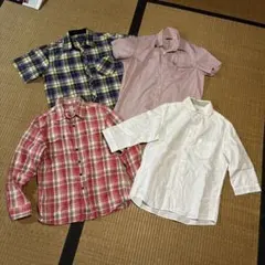 メンズ シャツ 4着セット 半袖・長袖ミックス チェック 白シャツ