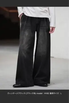 3TUCK DENIM BAGGY SLACKS