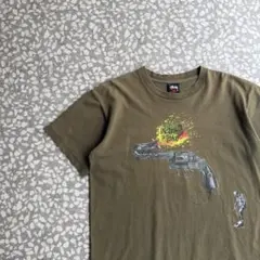 【拳銃デザイン、メッセージTシャツ】オールドステューシー古着ストリート半袖M