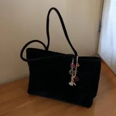 アニエスベー☆ベロア風トートバック♪チャーム付き