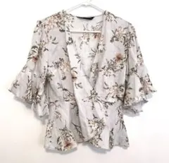 zara 花柄ブラウス　リネンシャツ