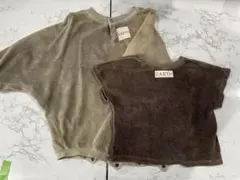 EARTH ベージュ ブラウン モモンガロンパースTシャツセット サイズ2 