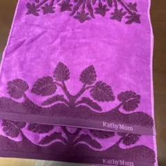 Kathy Mom 花柄フェイスタオル 紫２枚