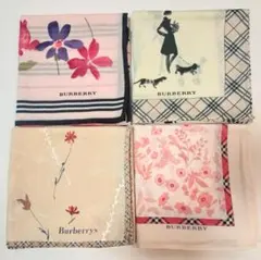 【4枚まとめ売り】バーバリー　ハンカチ　BURBERRY　セット　48✕48㌢