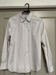 【無印良品】　洗いざらし　ブロードレギュラーシャツ　ベージュストライプ　Ｌサイズ
