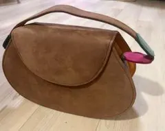 ブラウン スエード ハンドバッグ　フラップバッグ