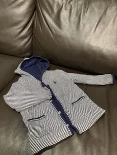 ネイビー ストライプ フード付きパーカー