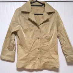 【美品】レインコート　ベージュ花柄半防水ジャケット