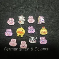 517.ネイルパーツ デコパーツ 12個 動物 うさぎ パンダ アヒル