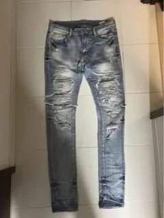 ミニマル mnml デニム30 ペイズリー ライトブルー スキニー