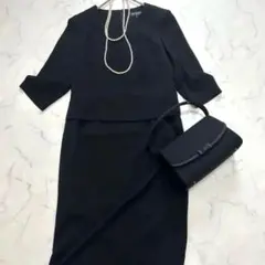 美品⭐︎セオリーリュクス ウエストリボン ロングワンピース ネイビー