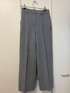 PLST グレー系チェック ワイドパンツ