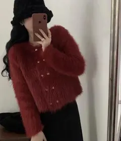 モヘアニット ハートボタン カーディガン 未使用品