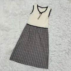 Aylesbury アリスバーリー 切替素材　ノースリーブ　ワンピース　ベージュ