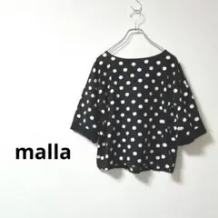 malla マーラ ドット柄カットソー ブラック 水玉 可愛い 【38】