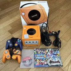 オレンジ ゲームキューブ 本体 コントローラー2個 ソフト3個