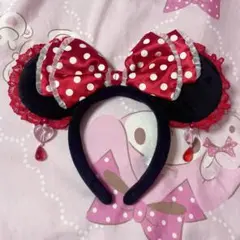 ミニー　カチューシャ　赤　ドット　イヤリング　ディズニー