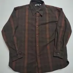 ユニクロU ヘビーフランネル オーバーサイズシャツ 442951 ブラウン L