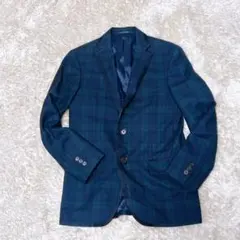 グリーンレーベルリラクシング チェック テーラードジャケット 羊毛100%
