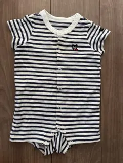 【美品】MIKI HOUSE DOUBLEB ストライプロンパース