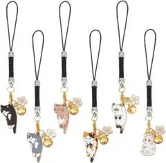 OLYCRAFT 6点 猫キーホルダー 花チャーム エナメルペンダント ナイロン