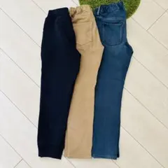 ユニクロ 3本 130cm デニム ドライスウェットパンツ