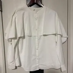 GU フリル付きホワイト長袖シャツ