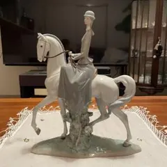 美品 大型 LLADRO リヤドロ　白い馬の少女 フィギュリン■SU02 美品 大型 LLADRO リヤドロ 白い馬の少女 フィギュリン□SU02
